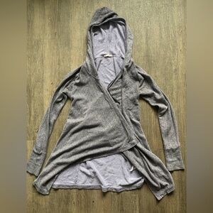 Elegant Gray Hooded Cardigan